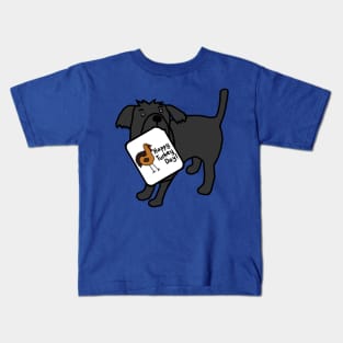 Cute Dog with Thanksgiving Turkey Greetings Kids T-Shirt